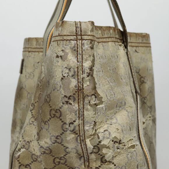 GUCCI GG Canvas Sherry Line Tote Bag Coated Canvas Gold Orange - Picture 8 of 13